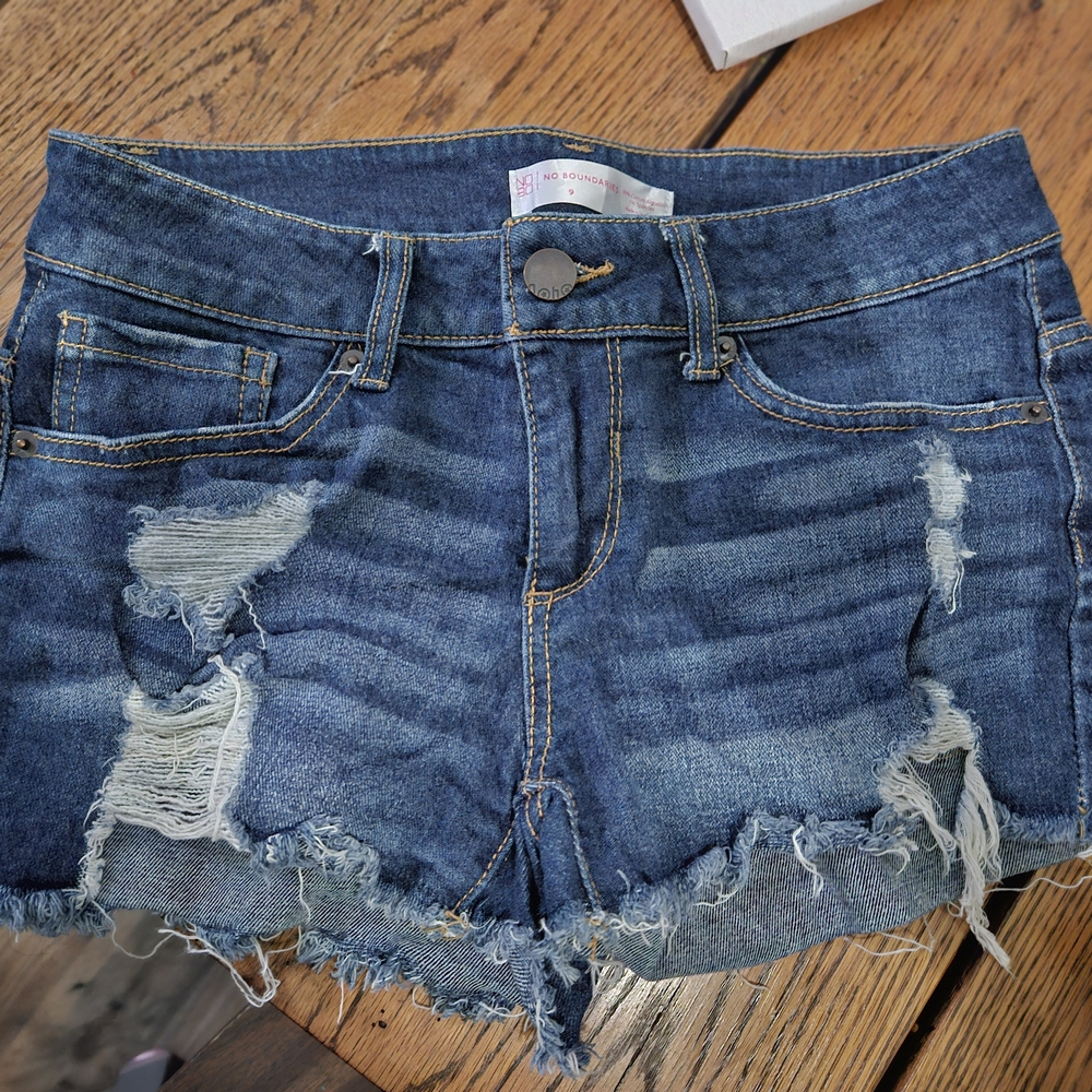 No Boundaries Blue Distressed Jean Shorts